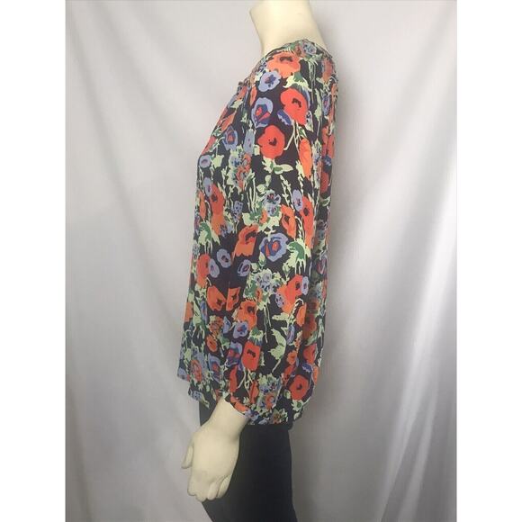 JOIE Navy Floral Print Mckenna Silk Blouse Women's Size Small MSRP $258 - Picture 5 of 7